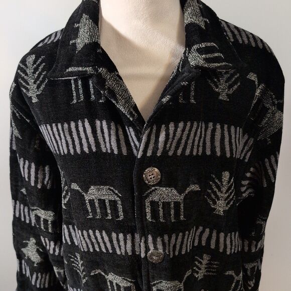 Vtg Chico's Design Black White Boho Primitive Tribal Jacket Womens Sz 12 Large - Picture 2 of 9